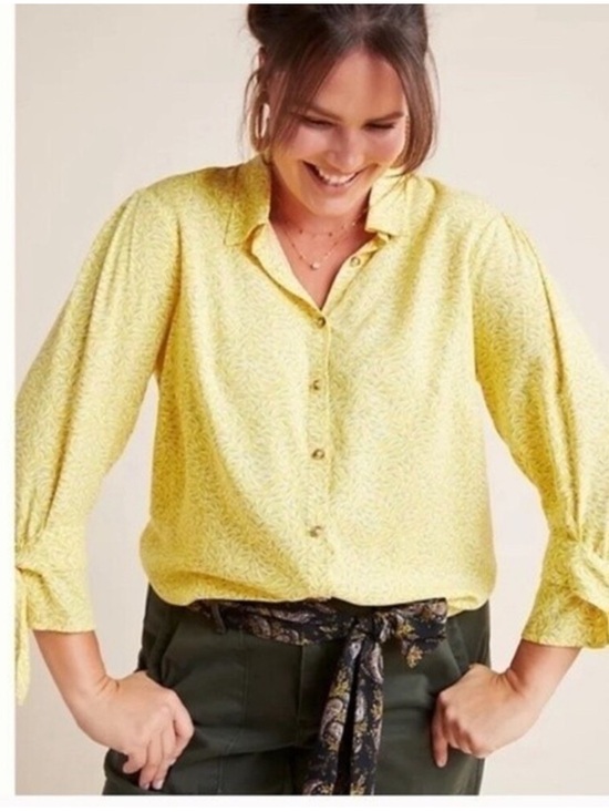 Maeve Tops - Maeve by Anthropologie Yellow Blithe Button Down Blouse